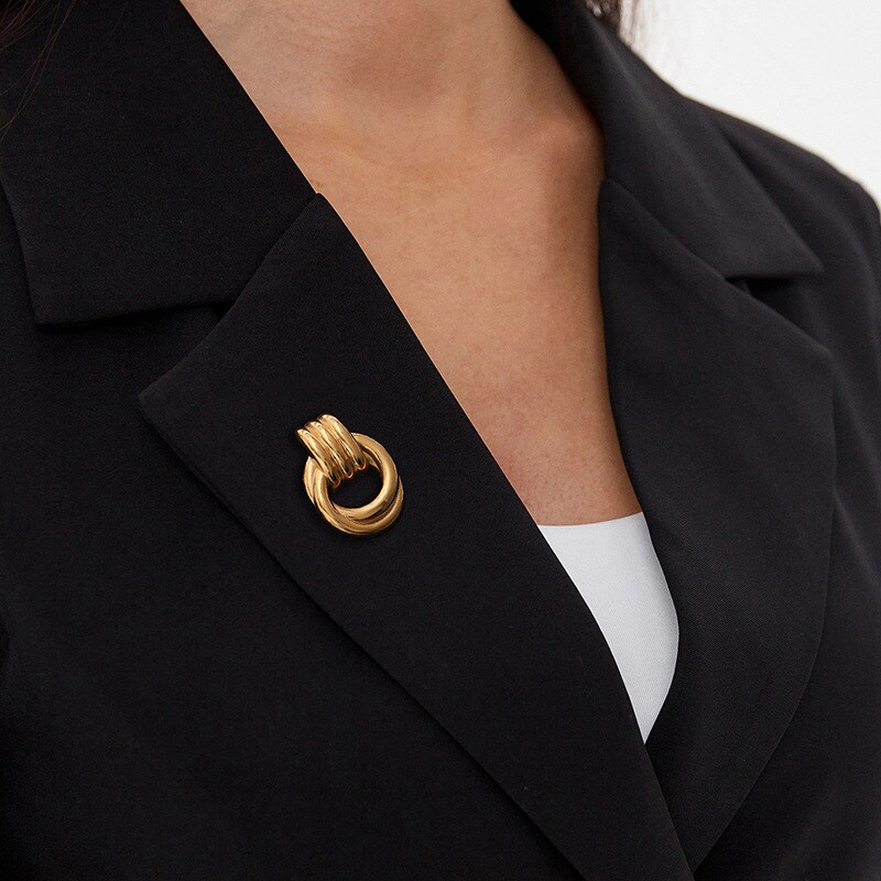 1 Piece Simple Series Casual Twist Stainless Steel 18K Gold Plated Women's Brooches 